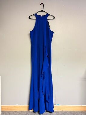 Sleeveless Royal Blue Ruffle Wedding Guest Prom Formal Dress